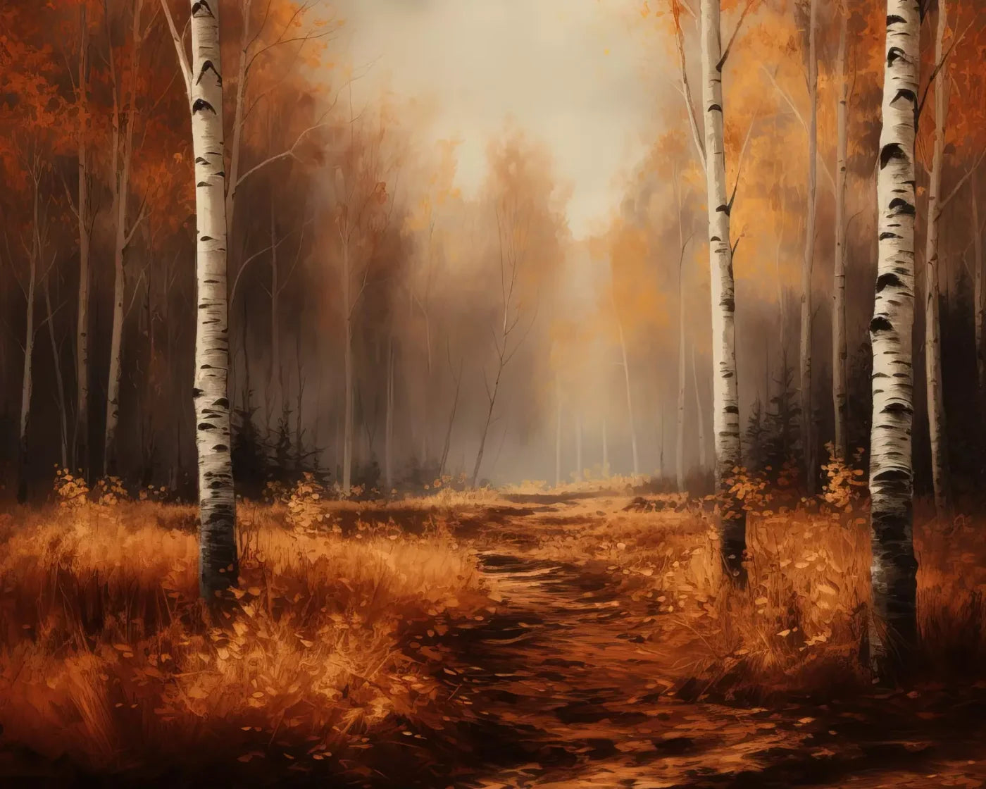 Autumn Birches 10’X8’ Fleece (120 X 96 Inch) Backdrop