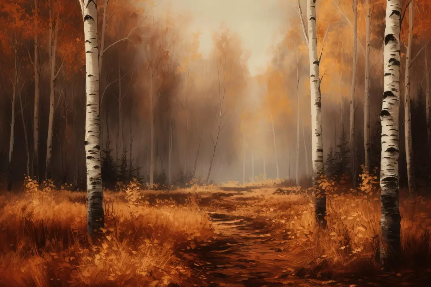 Autumn Birches 12’X8’ Ultracloth (144 X 96 Inch) Backdrop