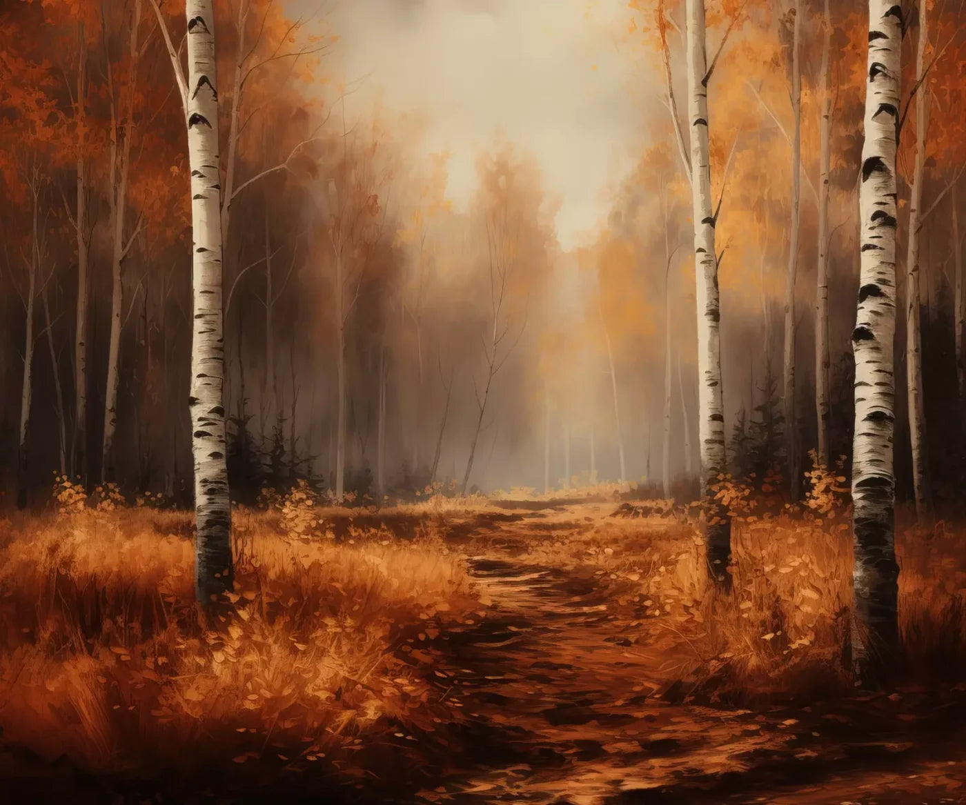 Autumn Birches 5’X4’2 Fleece (60 X 50 Inch) Backdrop