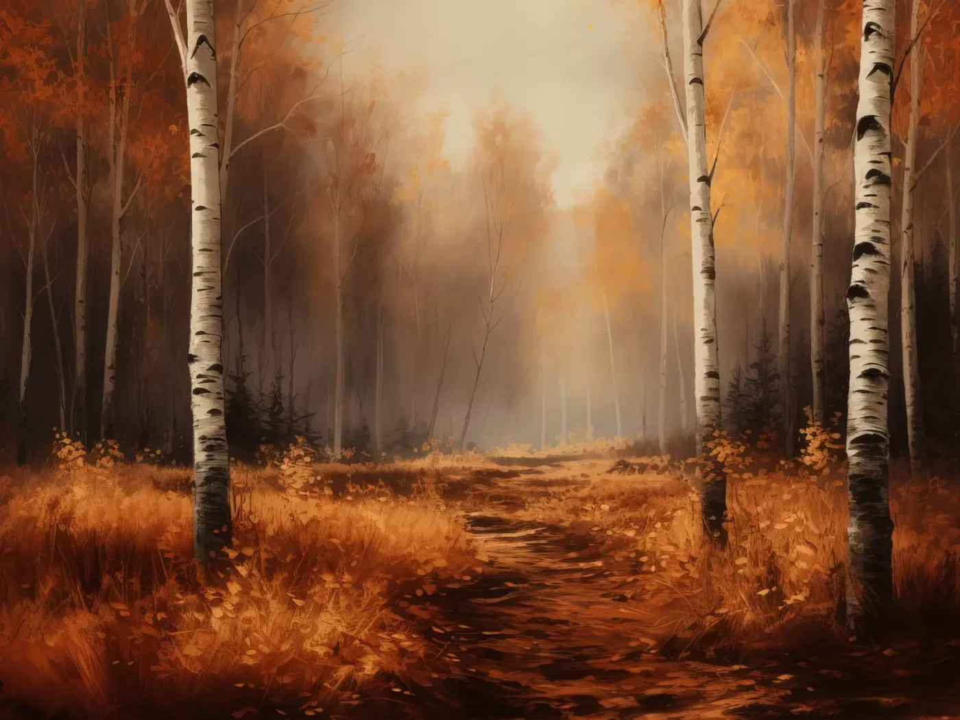 Autumn Birches 6’8X5’ Fleece (80 X 60 Inch) Backdrop
