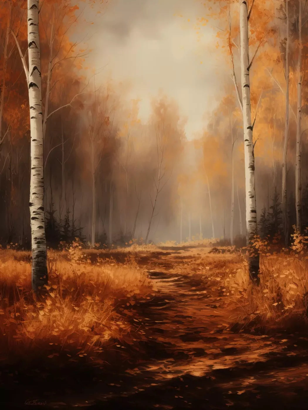 Autumn Birches 6’X8’ Fleece (72 X 96 Inch) Backdrop