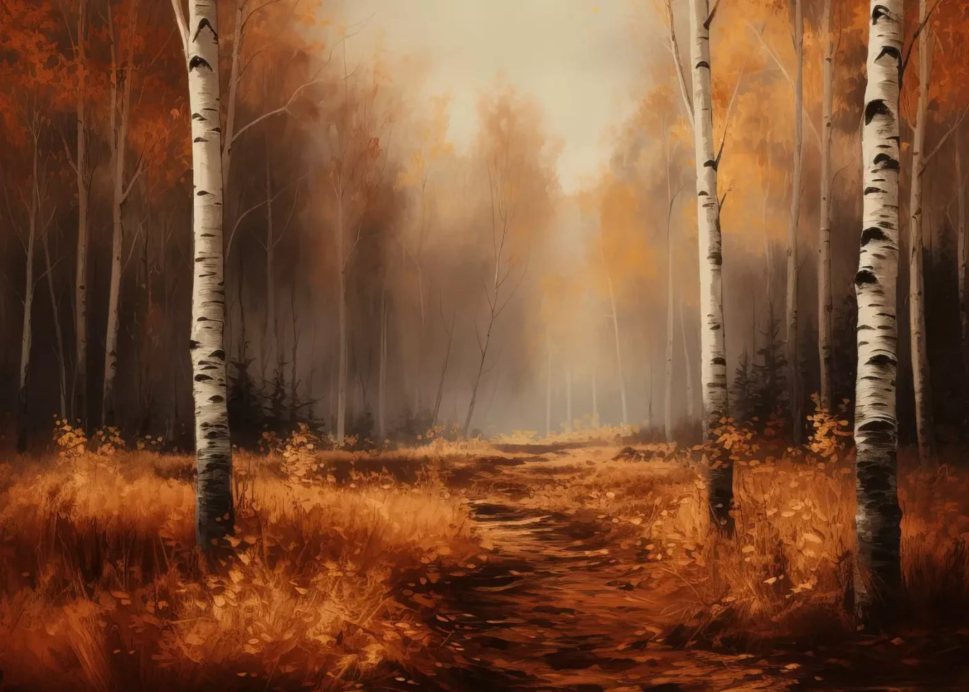 Autumn Birches 7’X5’ Ultracloth (84 X 60 Inch) Backdrop