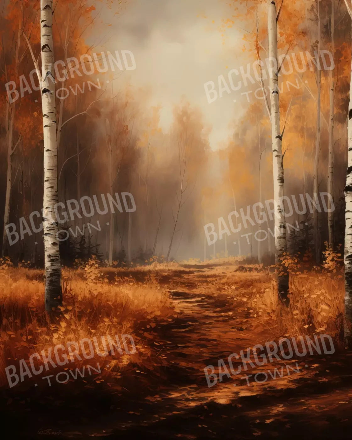 Autumn Birches 8’X10’ Fleece (96 X 120 Inch) Backdrop