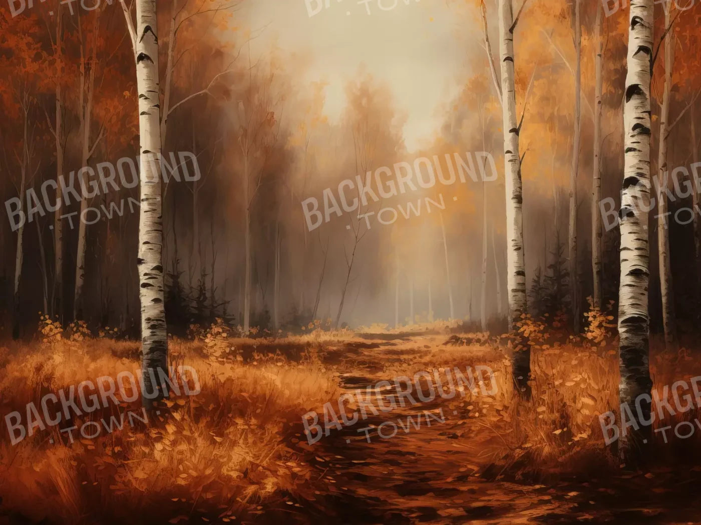 Autumn Birches 8’X6’ Fleece (96 X 72 Inch) Backdrop