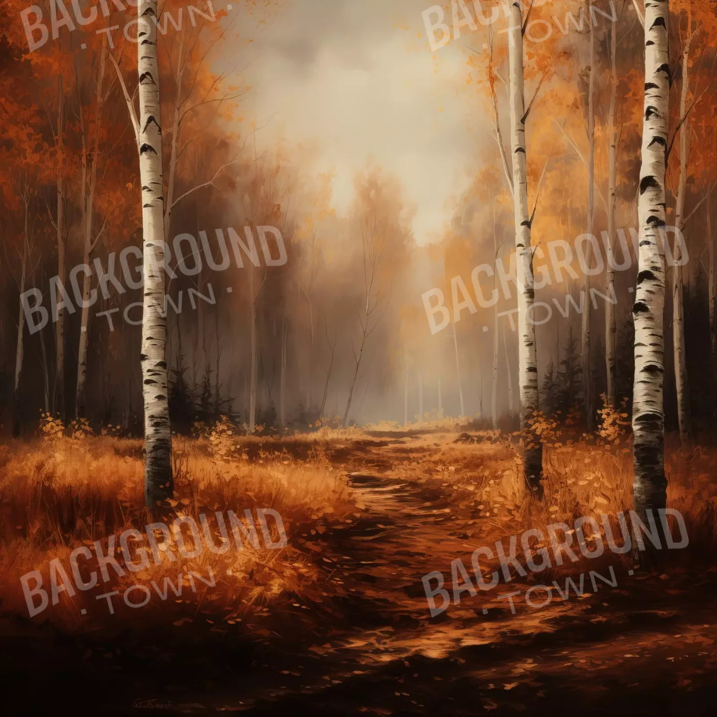 Autumn Birches 8’X8’ Fleece (96 X Inch) Backdrop