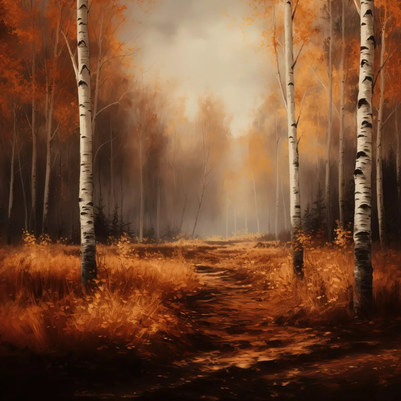 Autumn Birches 8’X8’ Fleece (96 X Inch) Backdrop
