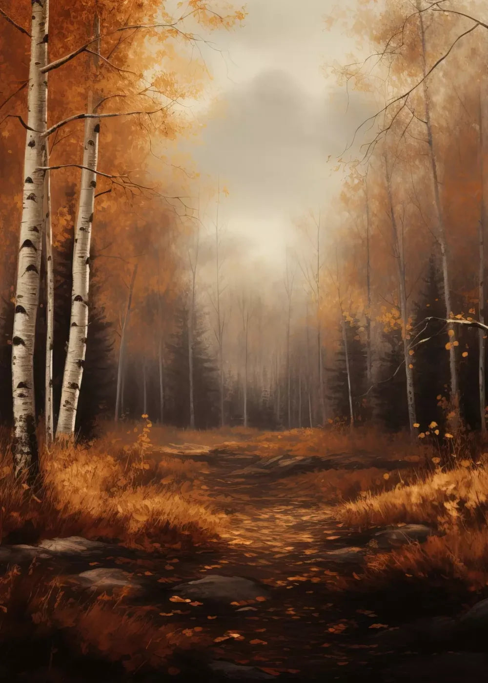 Autumn Birches Iii 5’X7’ Ultracloth (60 X 84 Inch) Backdrop