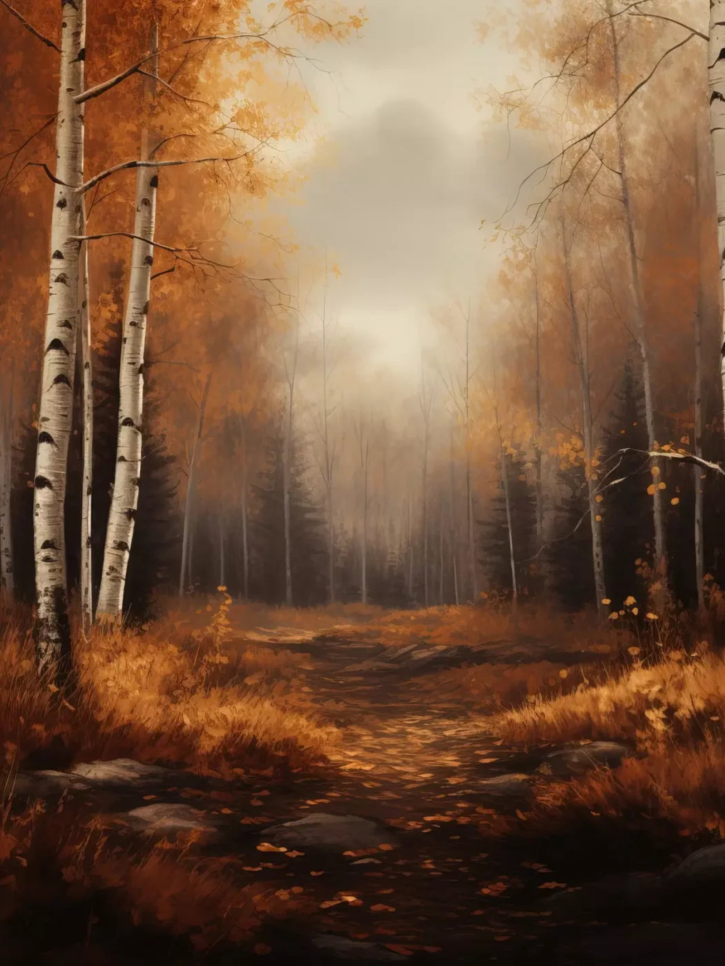 Autumn Birches Iii 6’X8’ Fleece (72 X 96 Inch) Backdrop