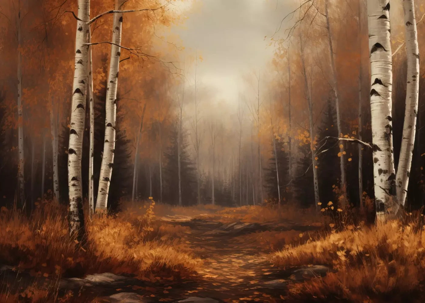 Autumn Birches Iii 7’X5’ Ultracloth (84 X 60 Inch) Backdrop