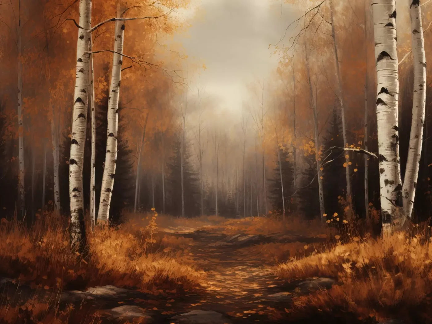 Autumn Birches Iii 8’X6’ Fleece (96 X 72 Inch) Backdrop