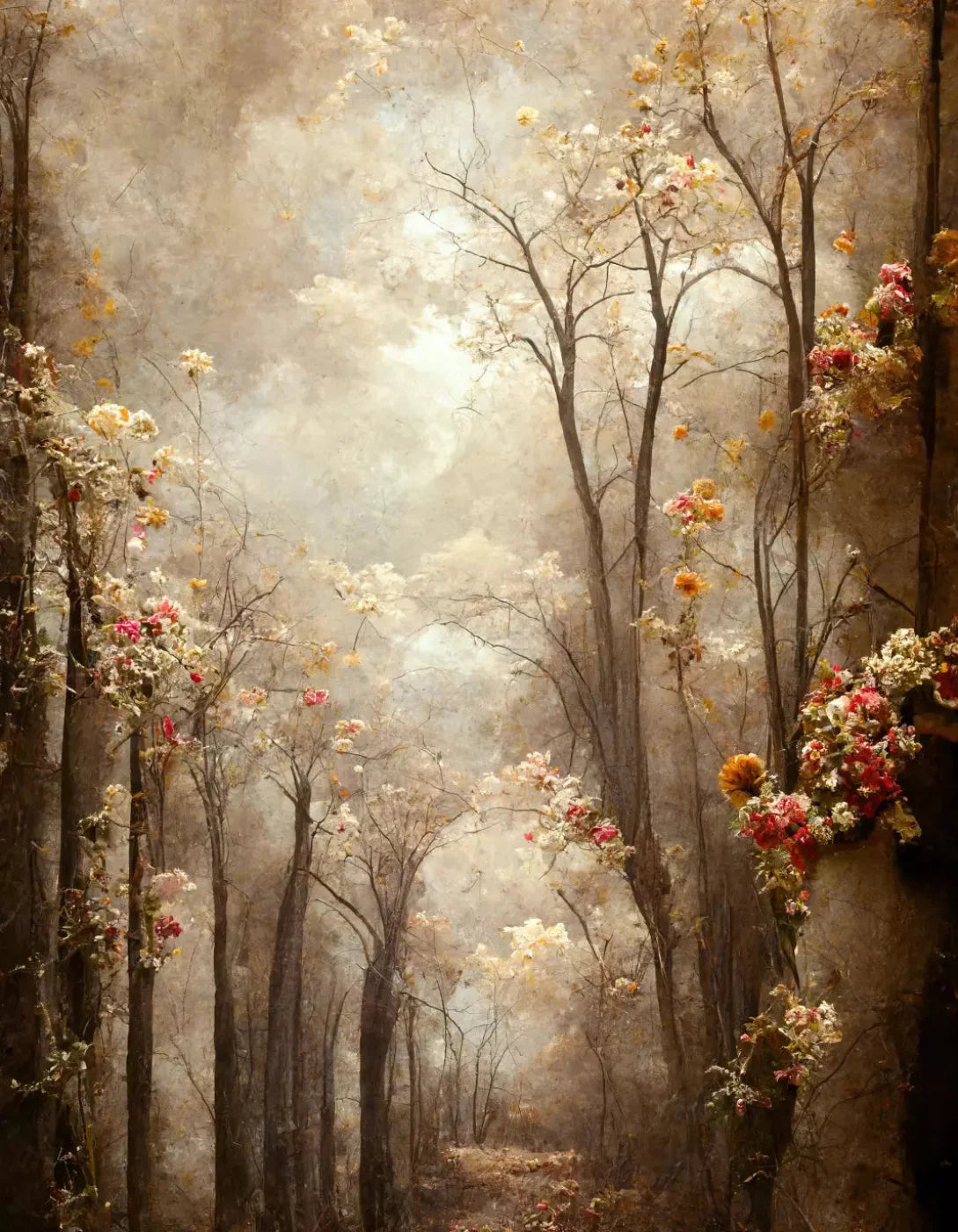 Autumn Blossoms 6X8 Fleece ( 72 X 96 Inch ) Backdrop