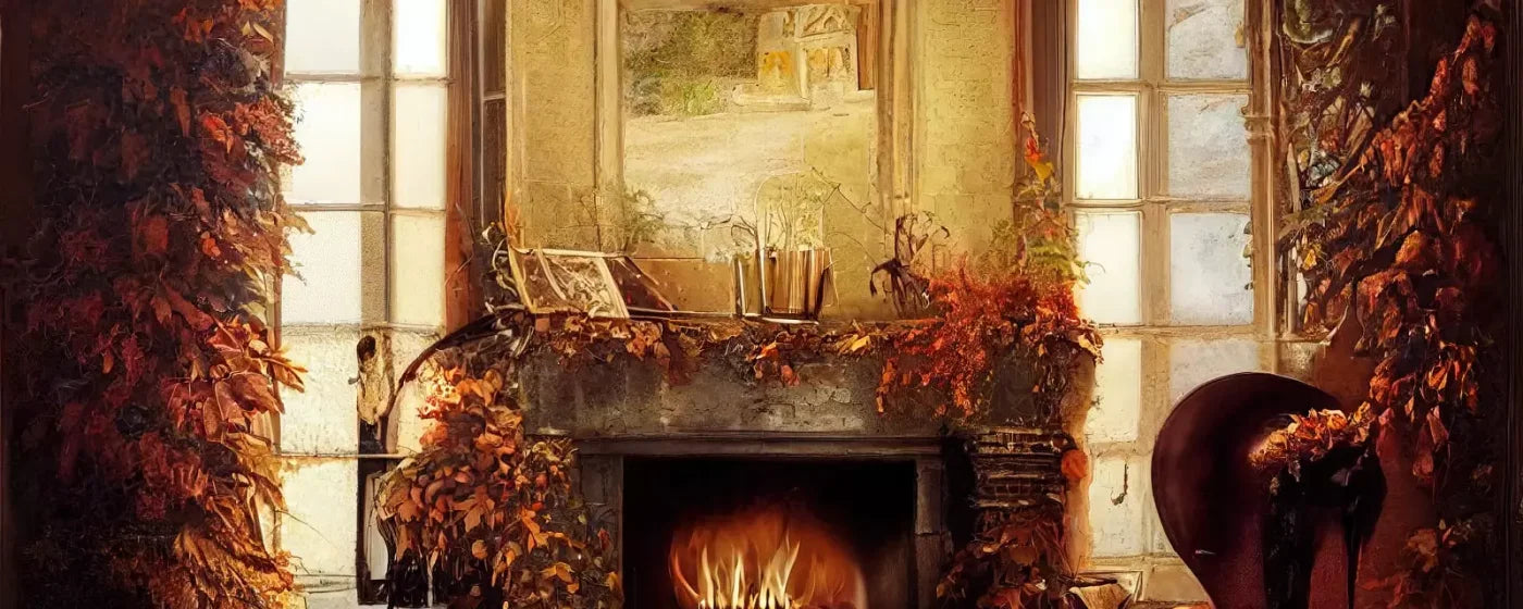 Autumn Fireplace 20’X8’ Ultracloth (240 X 96 Inch) Backdrop