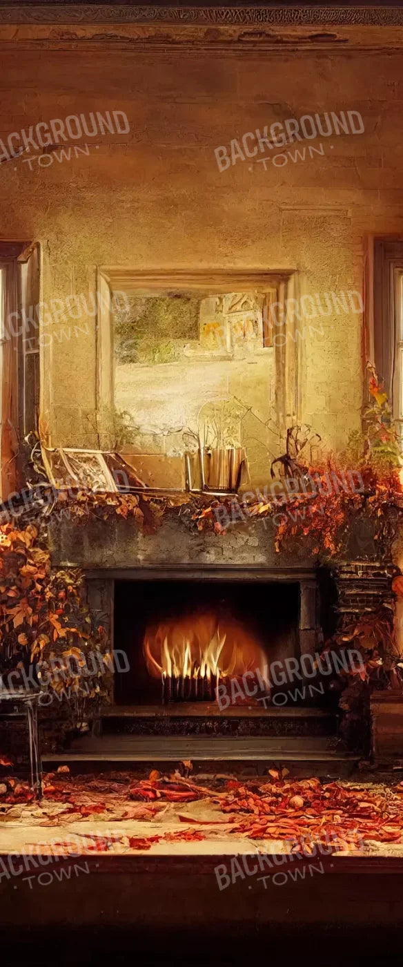 Autumn Fireplace 5’X12’ Ultracloth For Westcott X-Drop (60 X 144 Inch) Backdrop