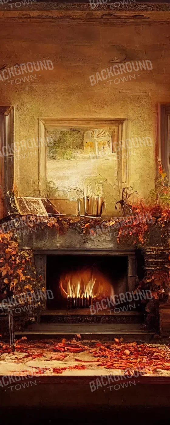 Autumn Fireplace 8’X20’ Ultracloth (96 X 240 Inch) Backdrop