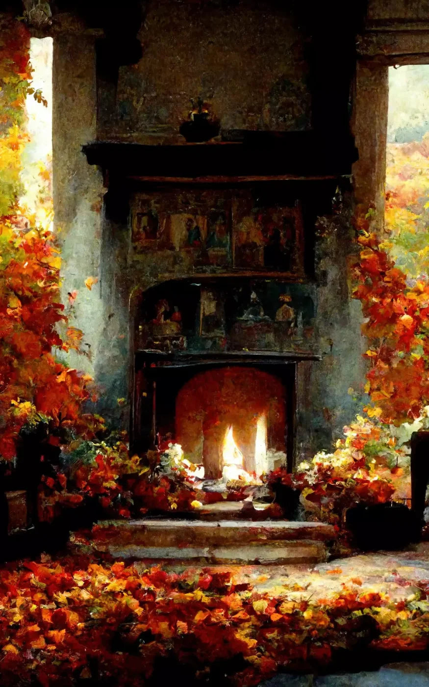 Autumn Fireplace Ii 10’X16’ Ultracloth (120 X 192 Inch) Backdrop