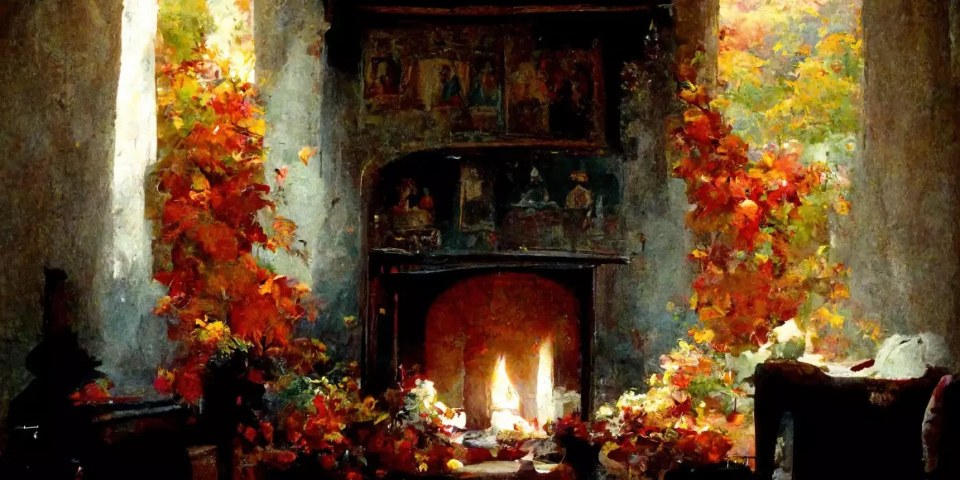 Autumn Fireplace Ii 20’X10’ Ultracloth (240 X 120 Inch) Backdrop