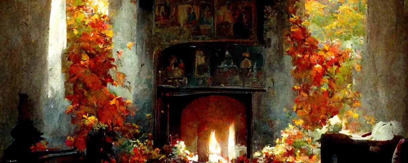 Autumn Fireplace Ii 20’X8’ Ultracloth (240 X 96 Inch) Backdrop