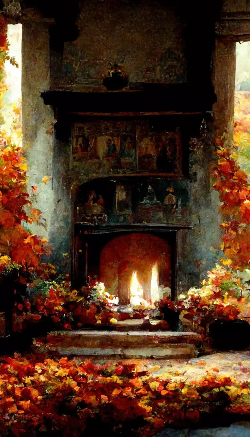 Autumn Fireplace Ii 8’X14’ Ultracloth (96 X 168 Inch) Backdrop