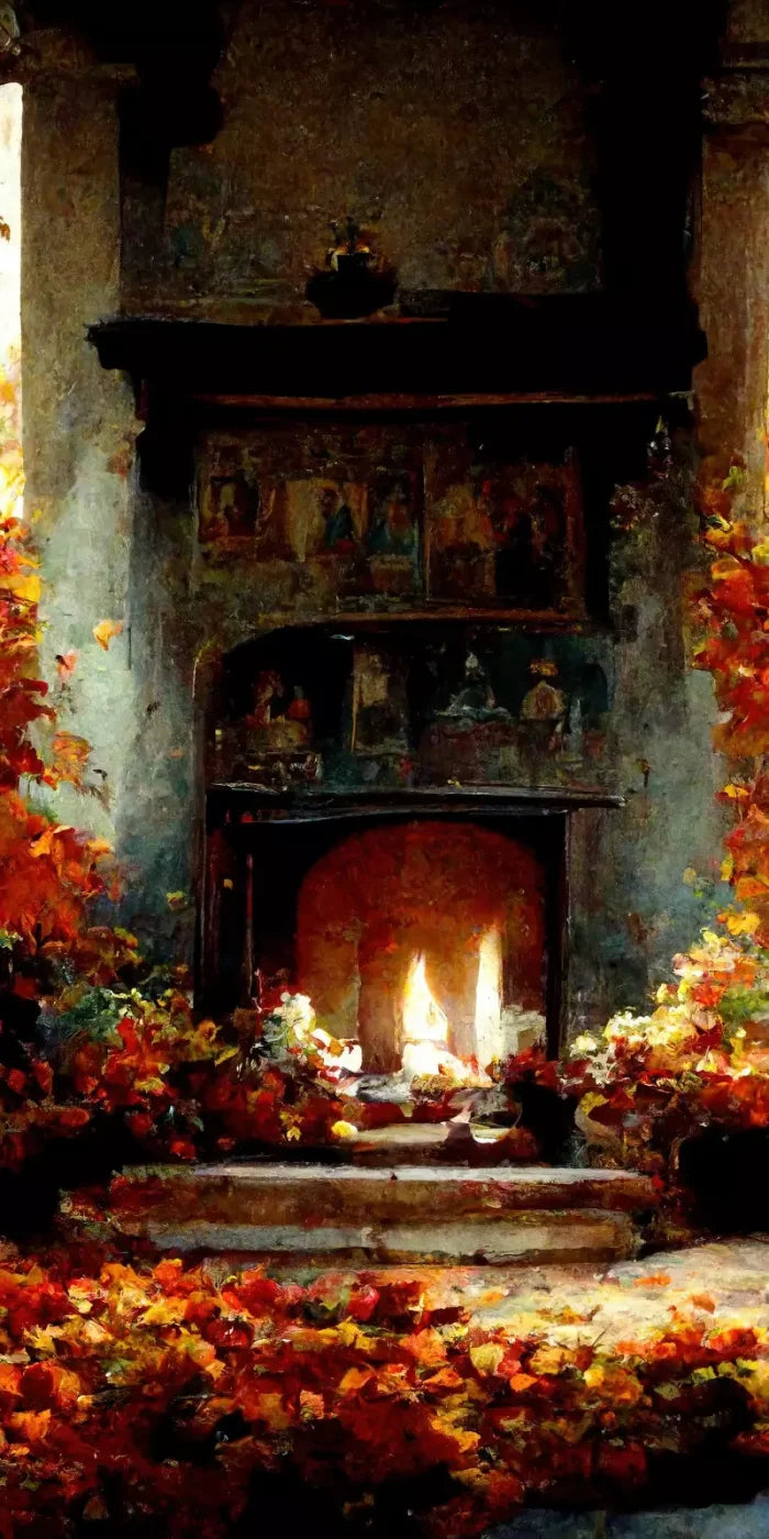Autumn Fireplace Ii 8’X16’ Ultracloth (96 X 192 Inch) Backdrop
