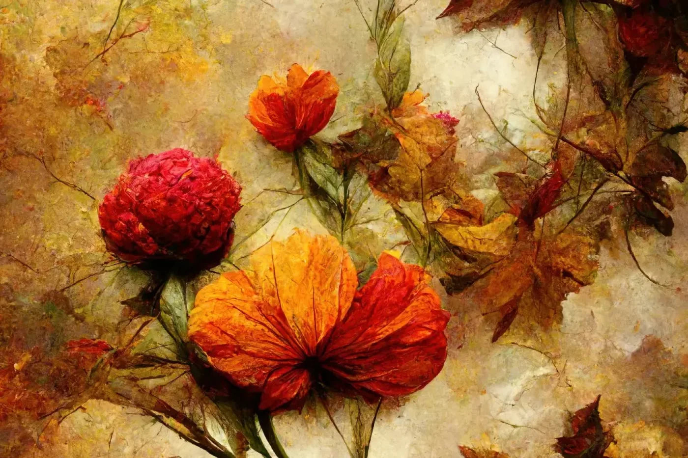 Autumn Flowers 12’X8’ Ultracloth (144 X 96 Inch) Backdrop
