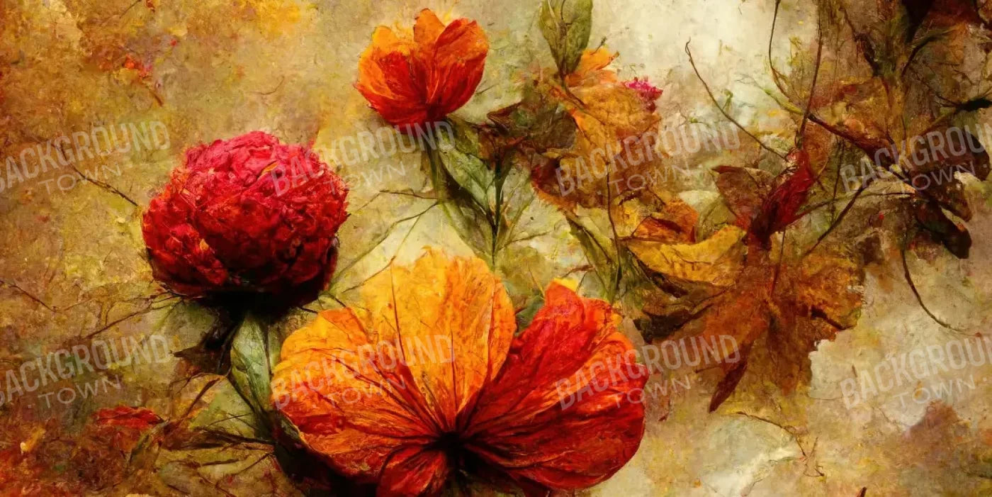 Autumn Flowers 16’X8’ Ultracloth (192 X 96 Inch) Backdrop