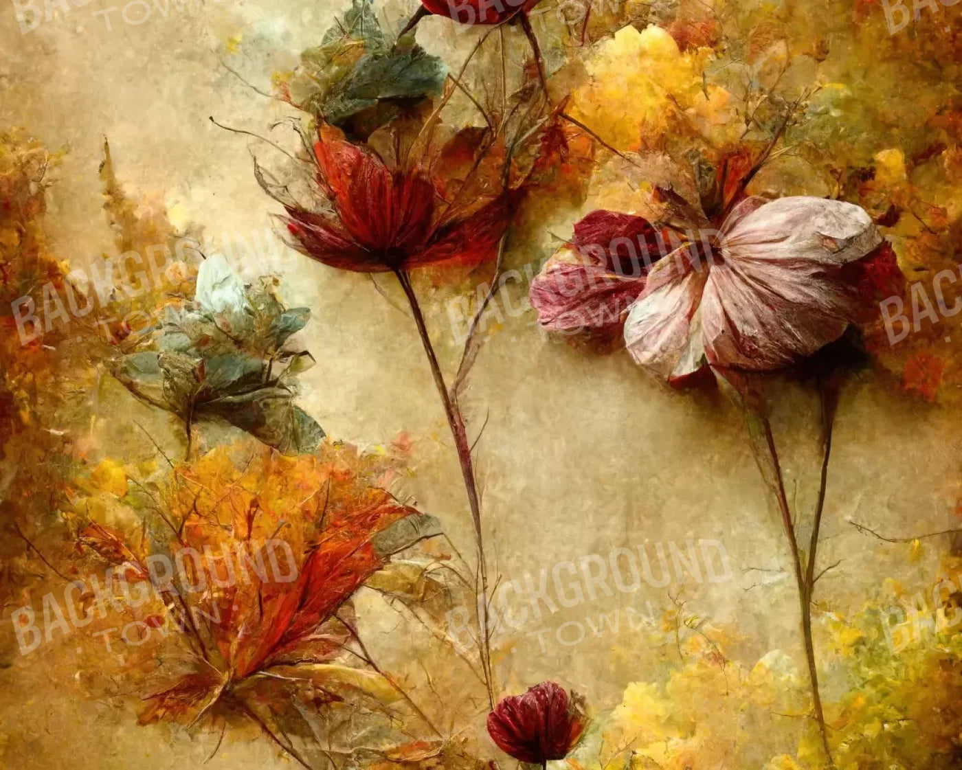 Autumn Flowers Iii 10’X8’ Fleece (120 X 96 Inch) Backdrop