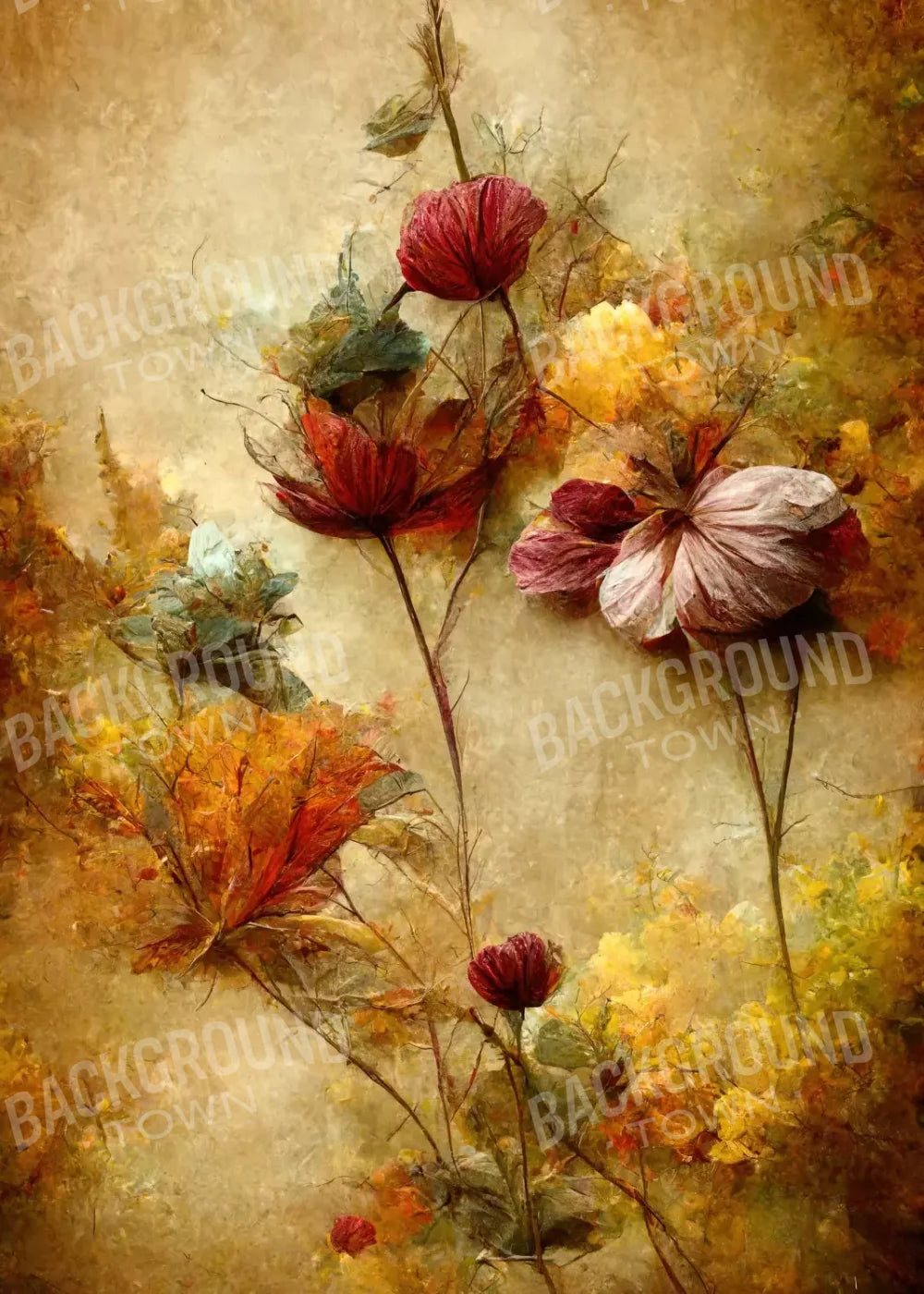 Autumn Flowers Iii 5’X7’ Ultracloth (60 X 84 Inch) Backdrop