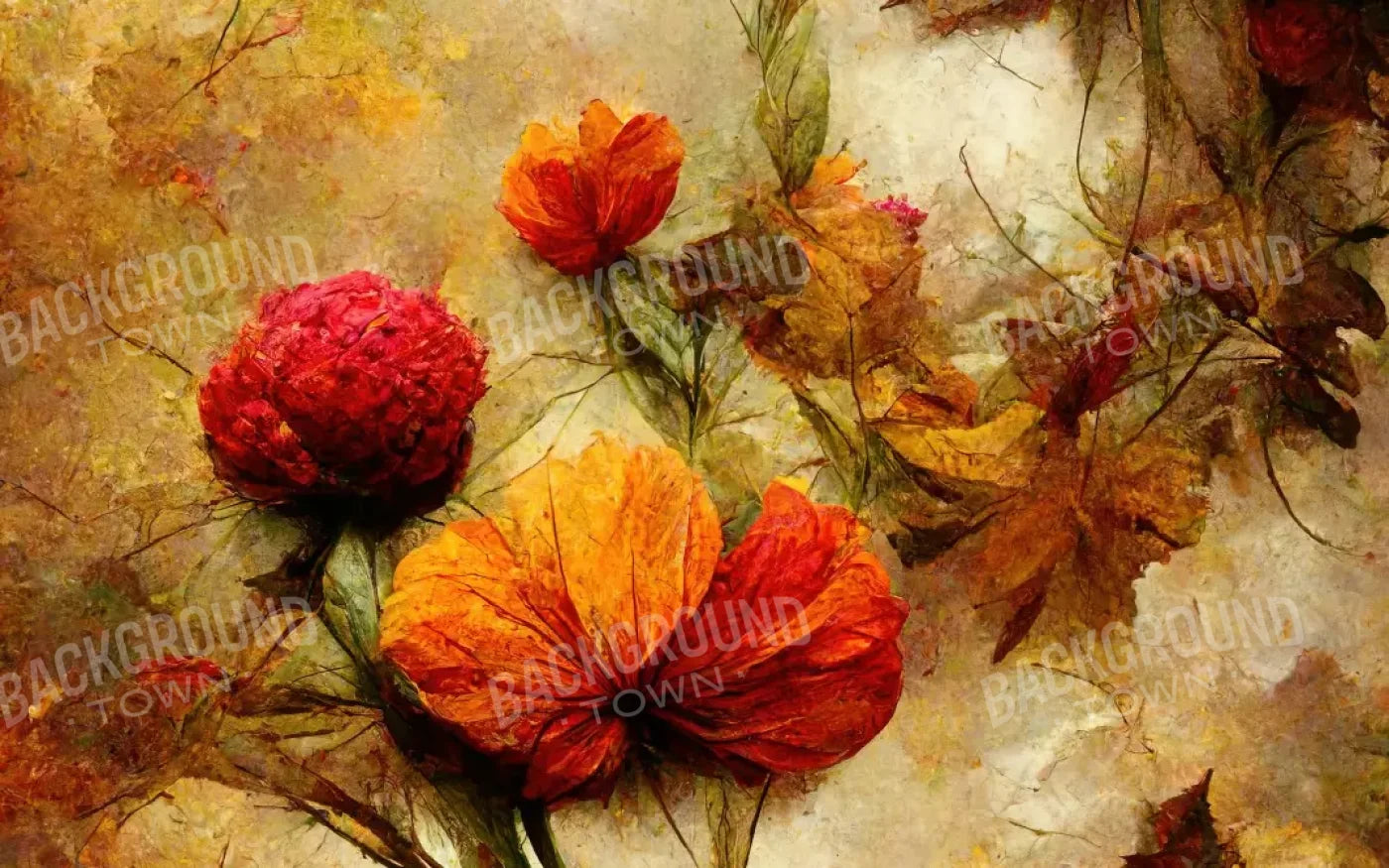 Autumn Flowers 8’X5’ Ultracloth (96 X 60 Inch) Backdrop