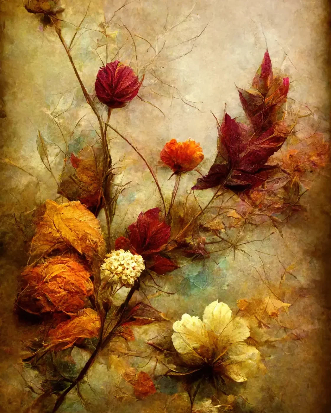 Autumn Flowers Ii 8’X10’ Fleece (96 X 120 Inch) Backdrop