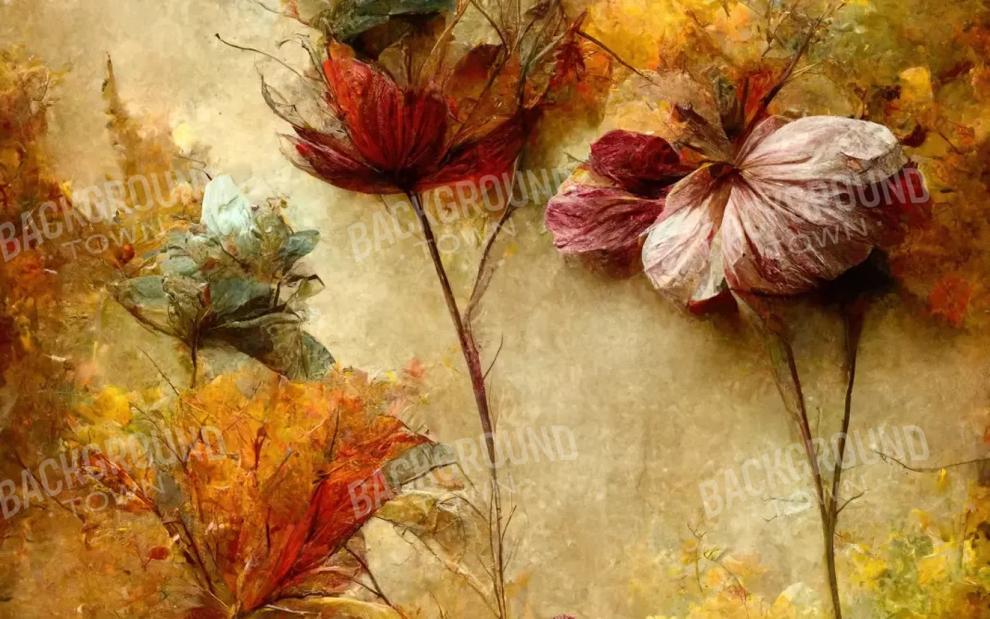 Autumn Flowers Iii 8’X5’ Ultracloth (96 X 60 Inch) Backdrop
