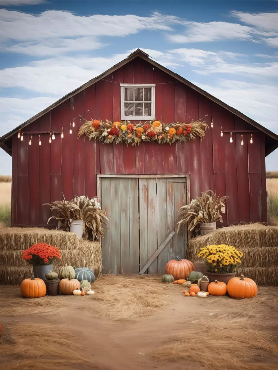 Autumn Hay Barn 6’X8’ Fleece (72 X 96 Inch) Backdrop