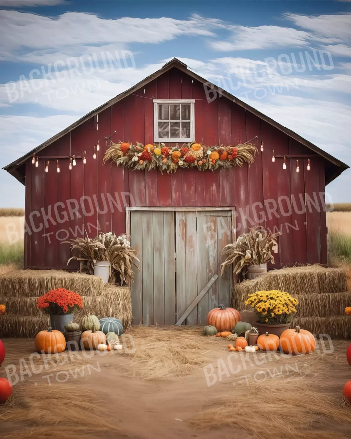 Autumn Hay Barn 8’X10’ Fleece (96 X 120 Inch) Backdrop