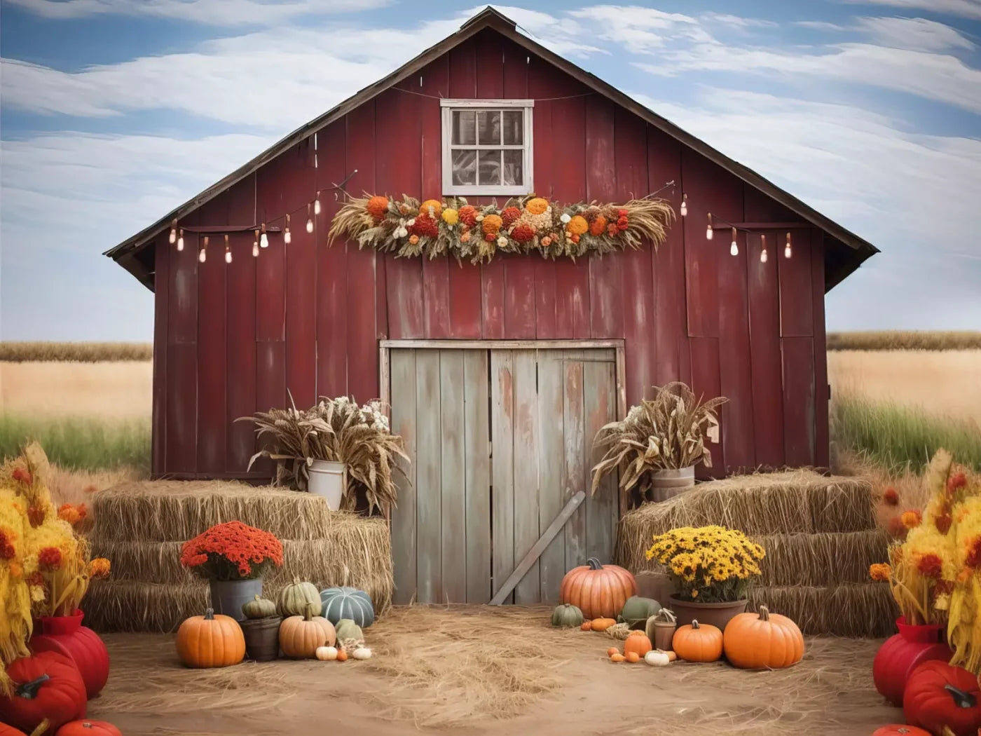 Autumn Hay Barn 8’X6’ Fleece (96 X 72 Inch) Backdrop