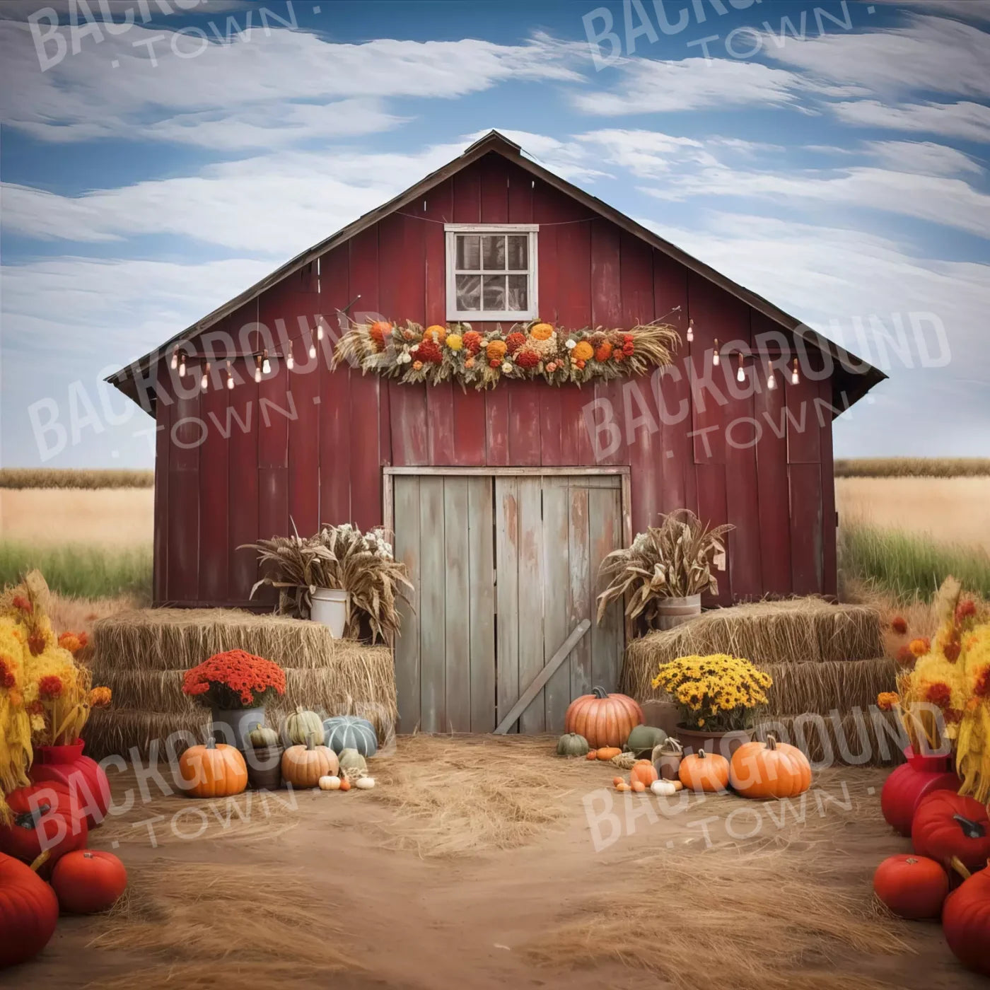 Autumn Hay Barn 8’X8’ Fleece (96 X Inch) Backdrop