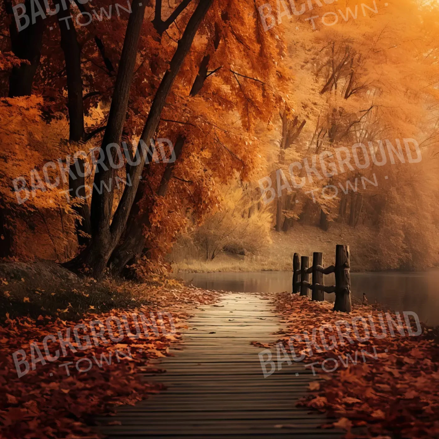 Autumn Lake Path 10’X10’ Ultracloth (120 X Inch) Backdrop