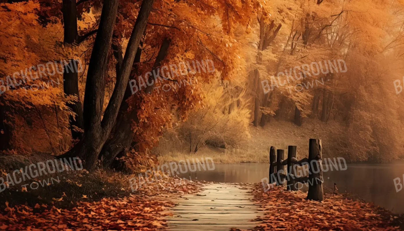 Autumn Lake Path 14’X8’ Ultracloth (168 X 96 Inch) Backdrop
