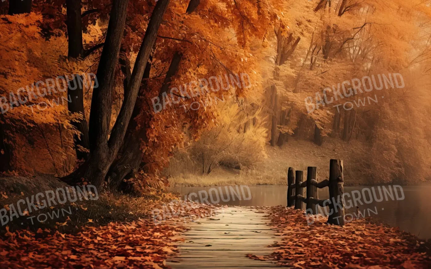 Autumn Lake Path 16’X10’ Ultracloth (192 X 120 Inch) Backdrop