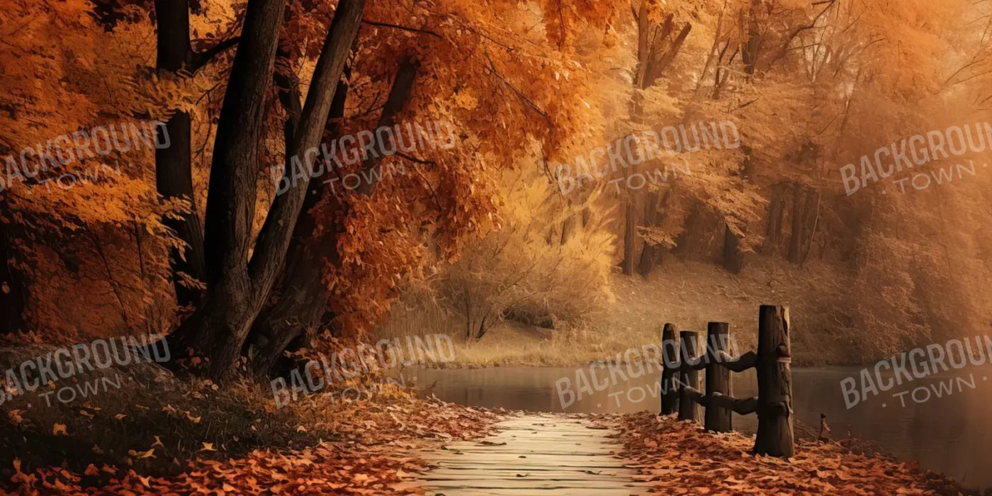 Autumn Lake Path 16’X8’ Ultracloth (192 X 96 Inch) Backdrop