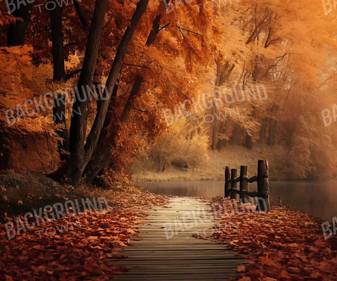 Autumn Lake Path 5’X4’2 Fleece (60 X 50 Inch) Backdrop