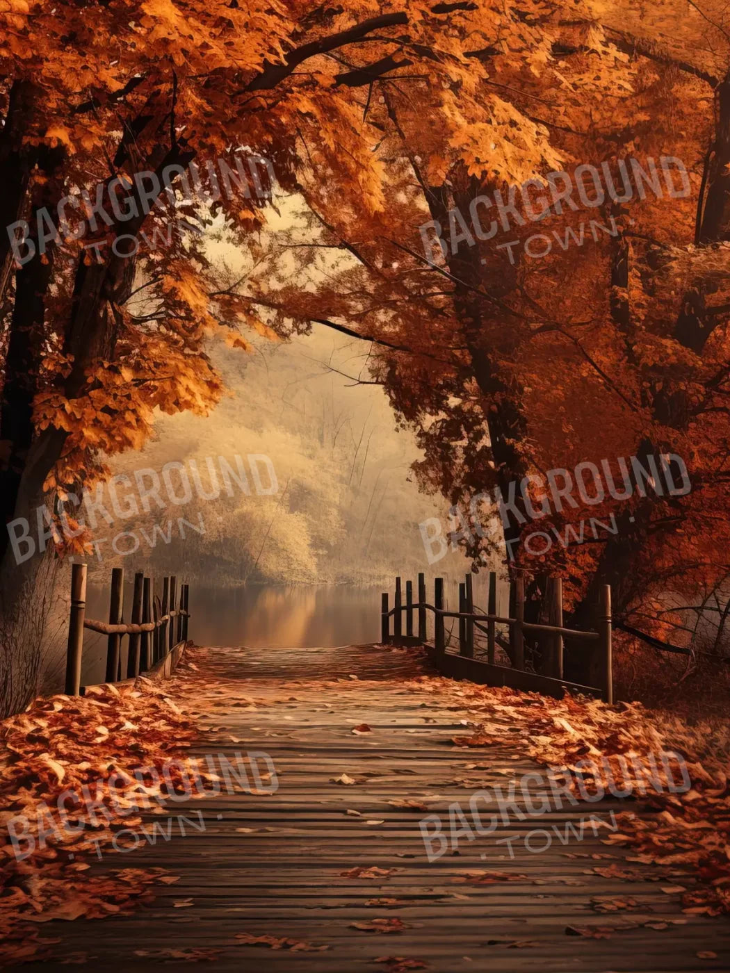 Autumn Lake Path Ii 5’X6’8 Fleece (60 X 80 Inch) Backdrop