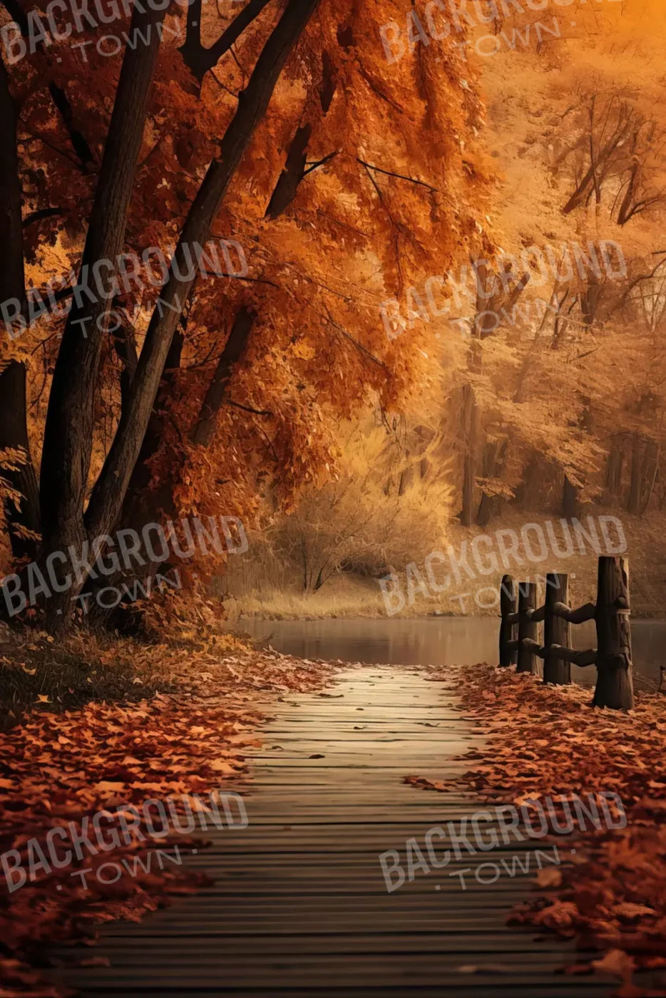 Autumn Lake Path 8’X12’ Ultracloth (96 X 144 Inch) Backdrop