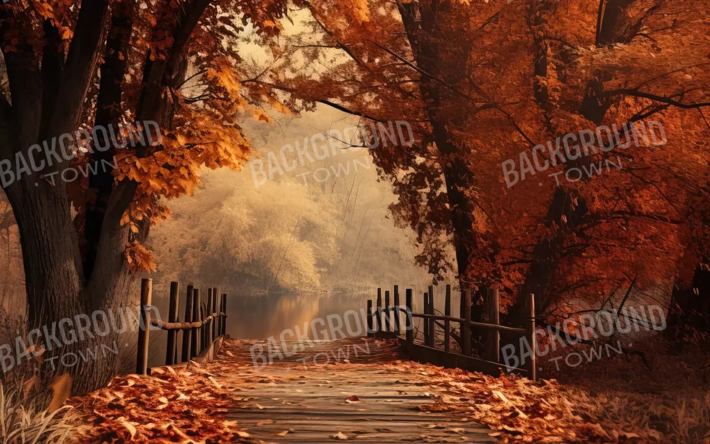 Autumn Lake Path Ii 8’X5’ Ultracloth (96 X 60 Inch) Backdrop
