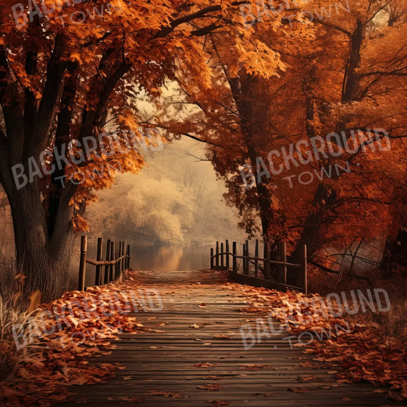 Autumn Lake Path Ii 8’X8’ Fleece (96 X Inch) Backdrop