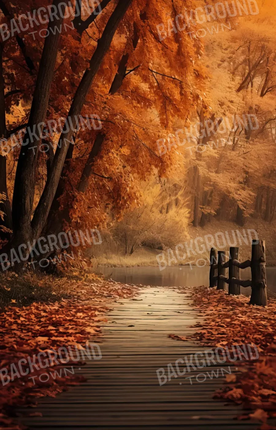 Autumn Lake Path 9’X14’ Ultracloth (108 X 168 Inch) Backdrop