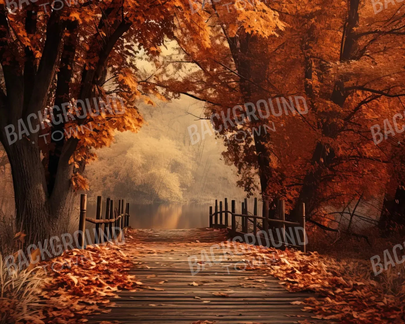 Autumn Lake Path Ii 10’X8’ Fleece (120 X 96 Inch) Backdrop