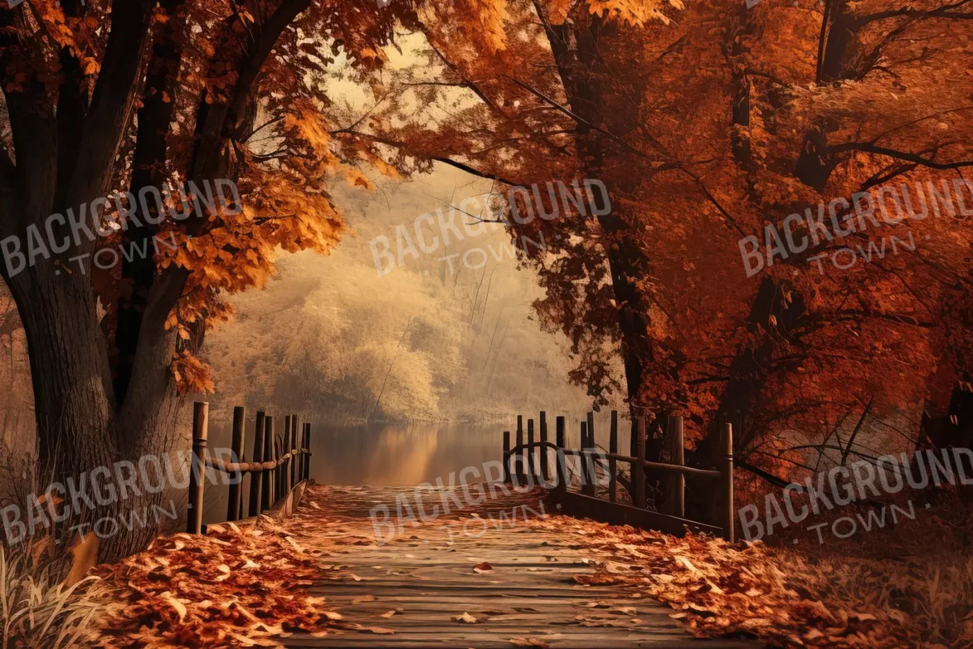 Autumn Lake Path Ii 12’X8’ Ultracloth (144 X 96 Inch) Backdrop