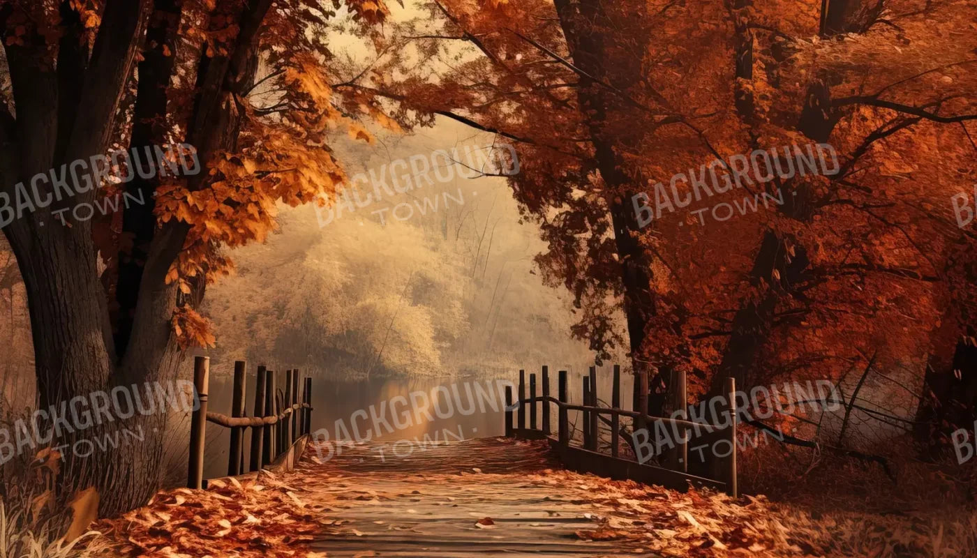 Autumn Lake Path Ii 14’X8’ Ultracloth (168 X 96 Inch) Backdrop