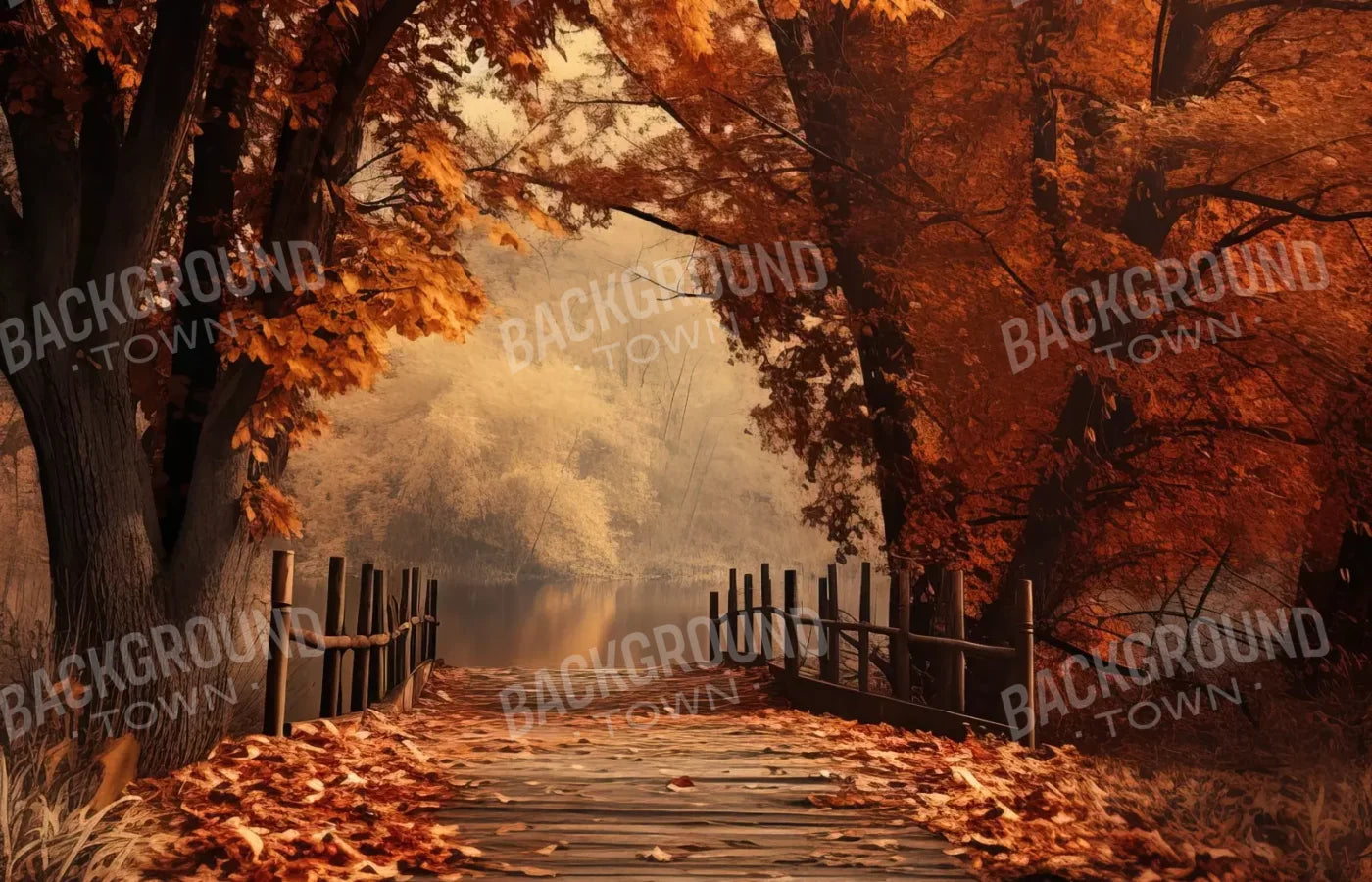Autumn Lake Path Ii 14’X9’ Ultracloth (168 X 108 Inch) Backdrop