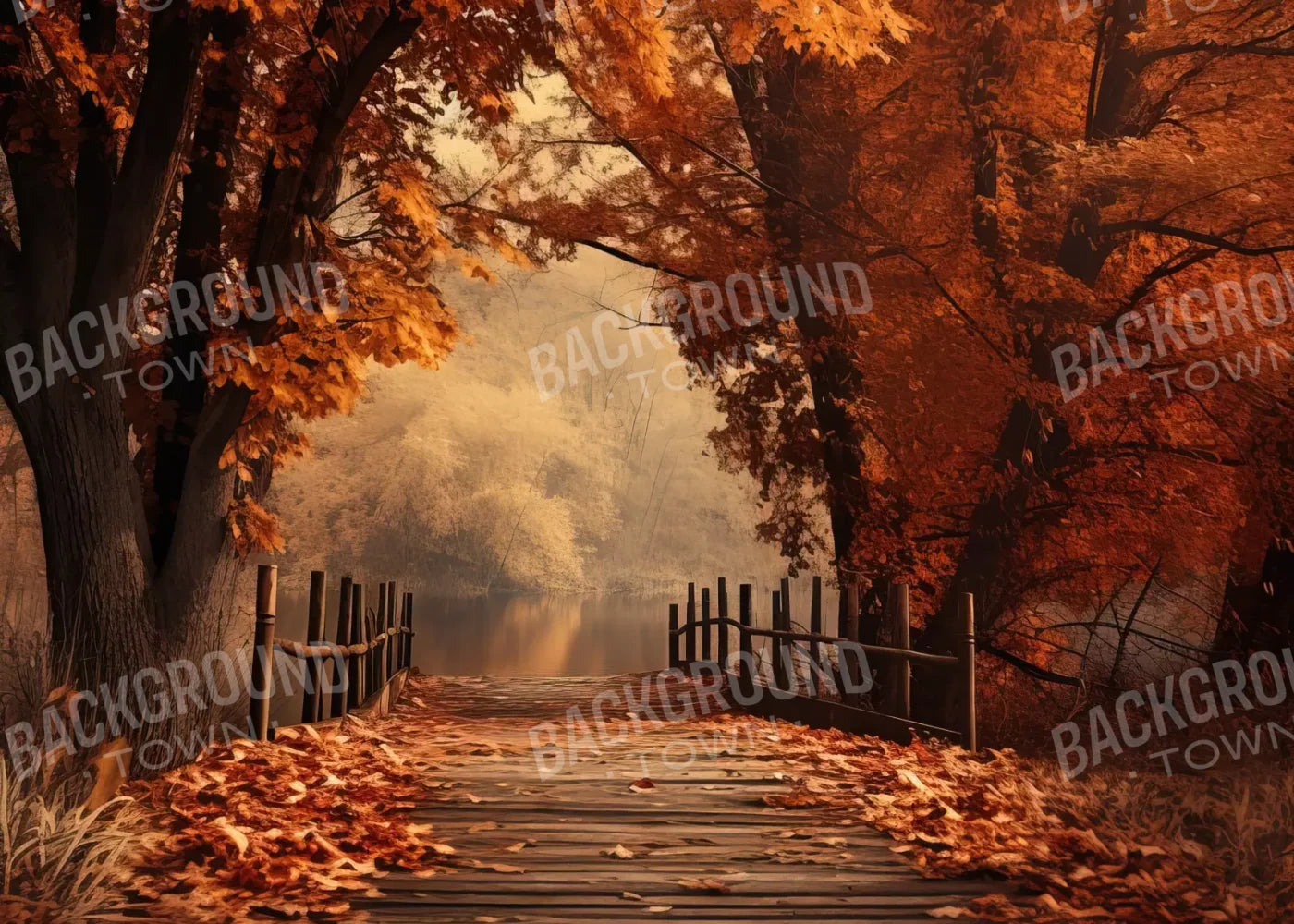 Autumn Lake Path Ii 7’X5’ Ultracloth (84 X 60 Inch) Backdrop