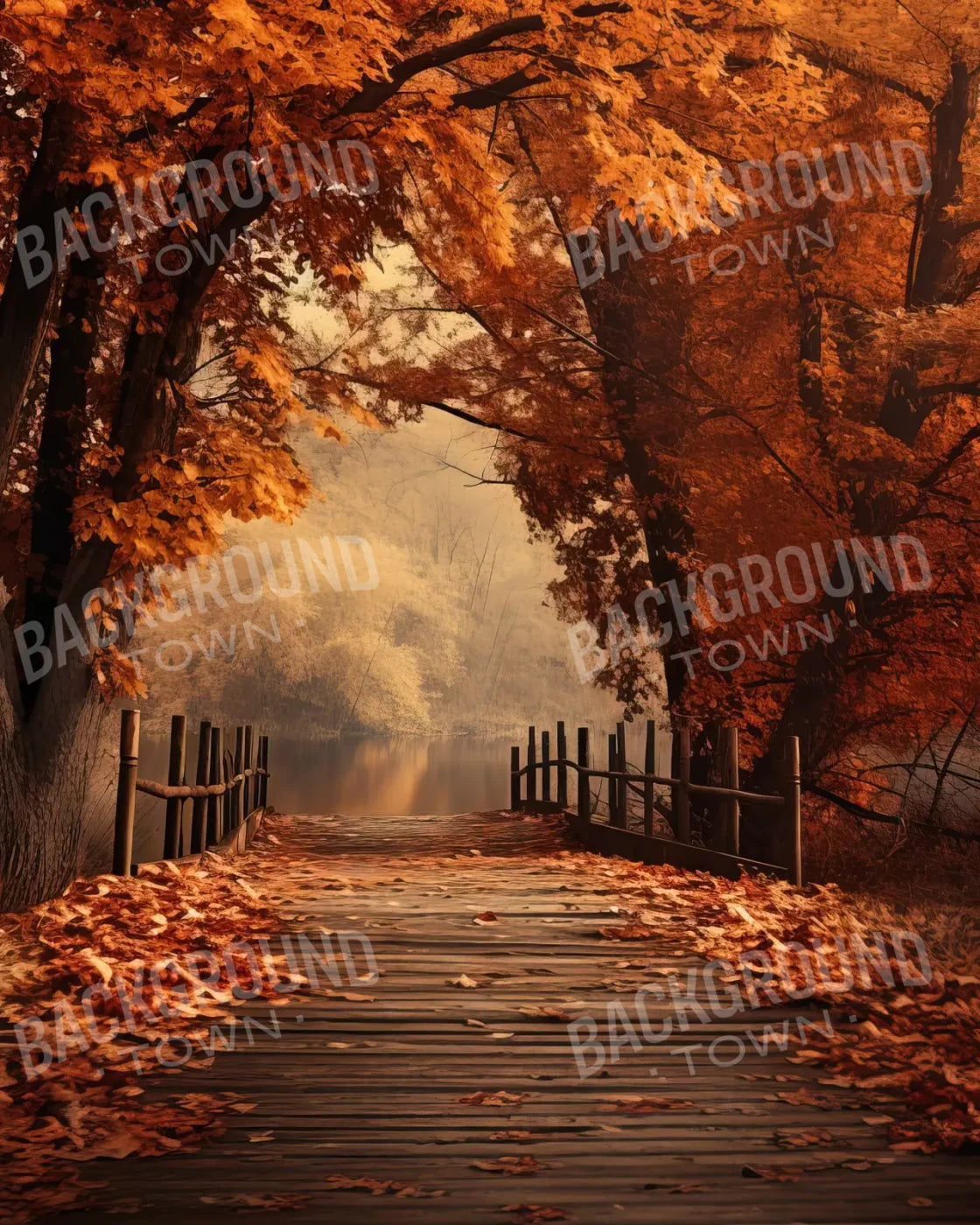 Autumn Lake Path Ii 8’X10’ Fleece (96 X 120 Inch) Backdrop